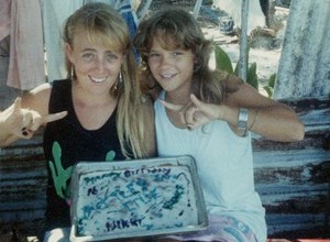 SARAH AND KELLY, SARAHS 15TH BIRTHDAY IN DRAVUNI, THE CHAGOS ISLANDS