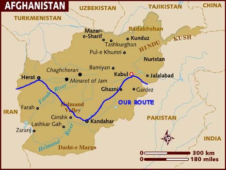 DAVE,SHELBY AND SARAHS ROUTE THROUGH AFGHANISTAN