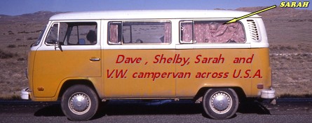 DAVE,SHELBY AND SARAH CROSS THE U.S.A. WITH THIER V.W. CAMPER